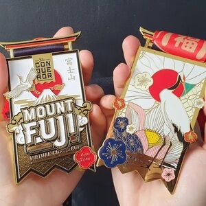 Pair of 2 Mount Fuji Virtual Challenge Medals - The Conquerer